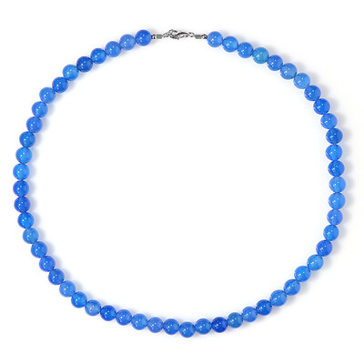 Blauer Achat-Silberhalskette