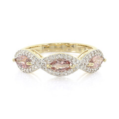Nicht erhitzter Padparadscha-Saphir-Goldring
