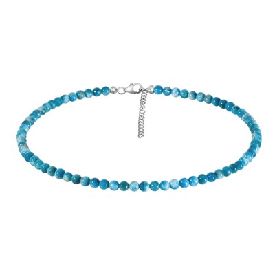 Neonblauer Apatit-Silberhalskette