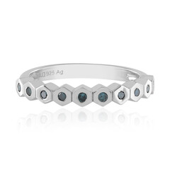 Blauer I3 Diamant-Silberring