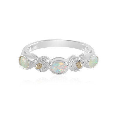 Welo-Opal-Silberring mit Gold (Granulieren)