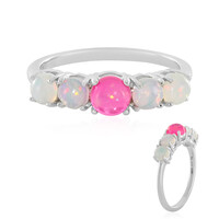 Äthiopischer Pinkfarbener Opal-Silberring