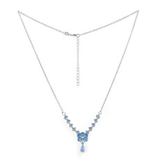 Blauer Chalzedon-Silbercollier