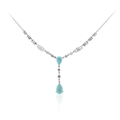 Blauer Pastell-Quarz-Silbercollier