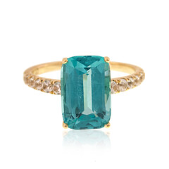Neonblauer Apatit-Goldring