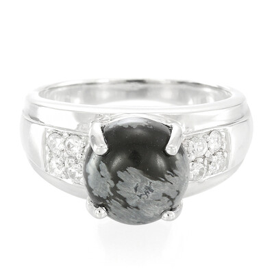 Schneeflocken-Obsidian-Silberring
