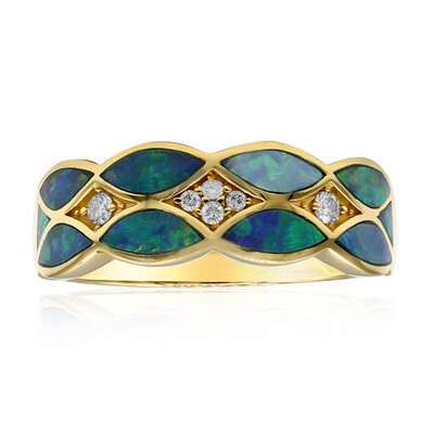 Lightning Ridge-Schwarzer Opal-Goldring (CIRARI)