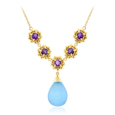 Aqua-Chalzedon-Silbercollier