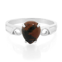 Mahagoni-Obsidian-Herren-Silberring