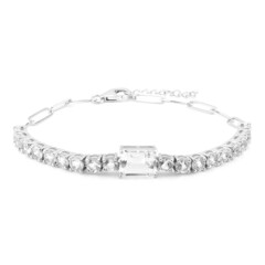 Weißer Topas-Silberarmband