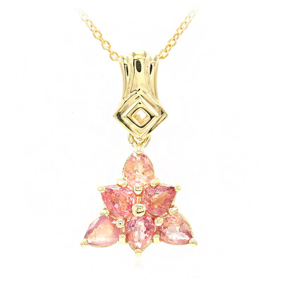Nicht erhitzter Padparadscha-Saphir-Goldhalskette (AMAYANI)