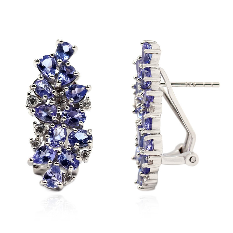 925 Sterlingsilber Natürlicher Tansanit Und Kubischer Zirkonit Tropfen Und Ohrhänger