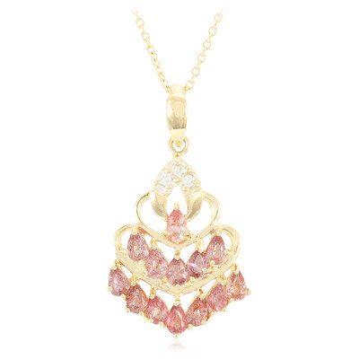 Nicht erhitzter Padparadscha-Saphir-Goldhalskette (AMAYANI)