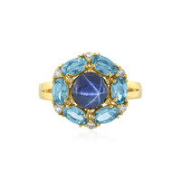 Blauer Stern-Saphir-Silberring