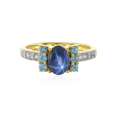 Blauer Stern-Saphir-Silberring