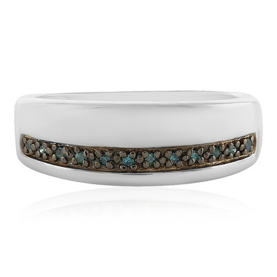 Blauer I3 Diamant-Silberring