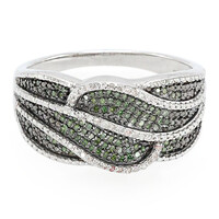Smaragdgrüner Diamant-Silberring