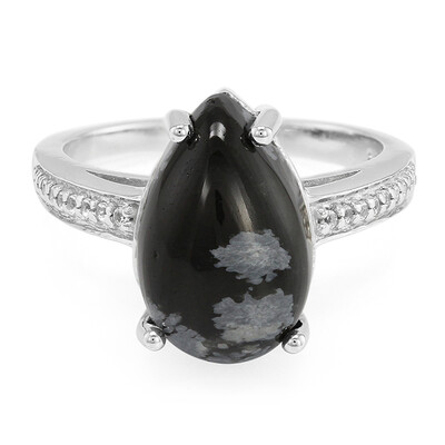 Schneeflocken-Obsidian-Silberring