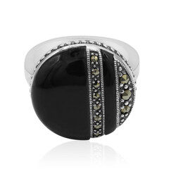 Schwarzer Onyx-Silberring