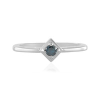 Blauer I3 Brillant-Silberring