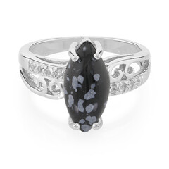 Schneeflocken-Obsidian-Silberring