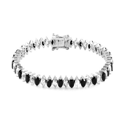 Schwarzer Spinell-Silberarmband