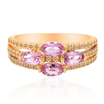 Pinkfarbener Saphir-Goldring (Annette)