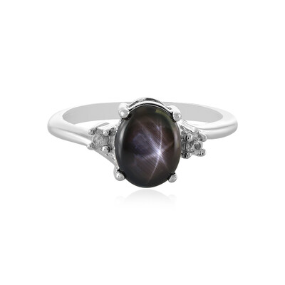 Schwarzer Stern-Saphir-Silberring