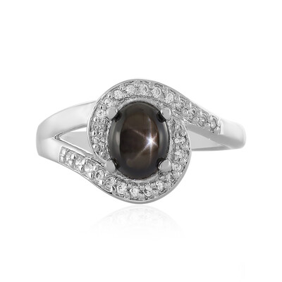 Schwarzer Stern-Saphir-Silberring