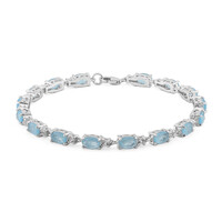 Blauer Pastell-Quarz-Silberarmband