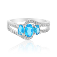 Neonblauer Apatit-Silberring