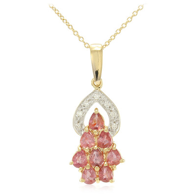 Nicht erhitzter Padparadscha-Saphir-Goldhalskette (AMAYANI)