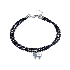 Schwarzer Spinell-Silberarmband