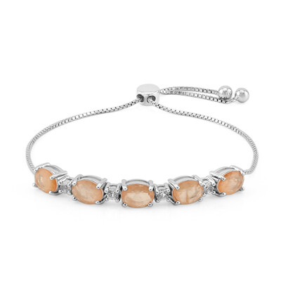 Pfirsichfarbener Pastell-Quarz-Silberarmband