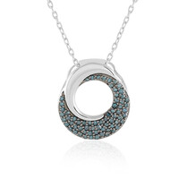 Blauer I2 Diamant-Silberhalskette