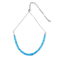 Neonblauer Apatit-Silberarmband