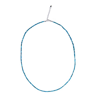 Neonblauer Apatit-Silberhalskette