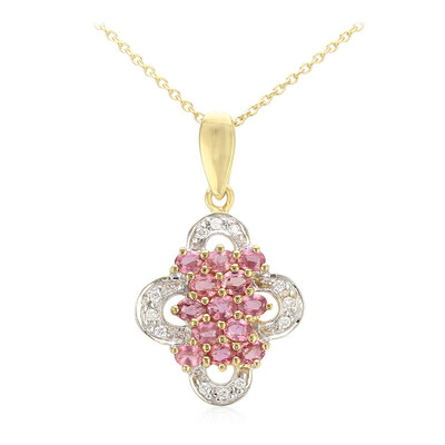 Nicht erhitzter Padparadscha-Saphir-Goldhalskette (AMAYANI)