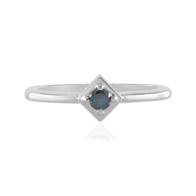 Blauer I3 Brillant-Silberring