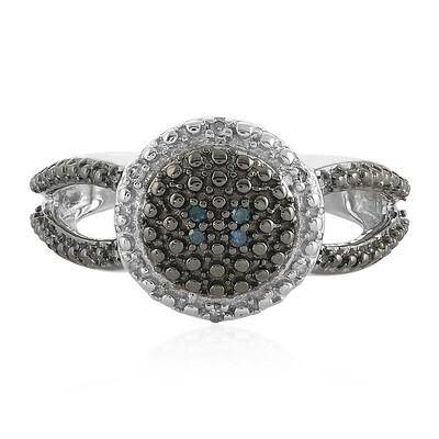 Blauer I Diamant-Silberring