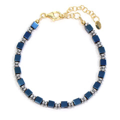 Blauer Hämatit-Silberarmband