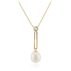Weiße Süßwasserzuchtperlen-Silbercollier