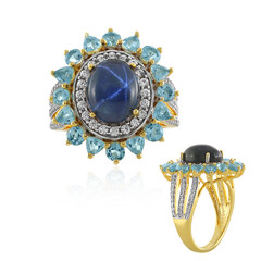 Blauer Stern-Saphir-Silberring