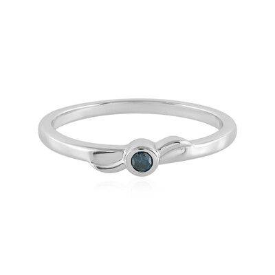Blauer I3 Brillant-Silberring