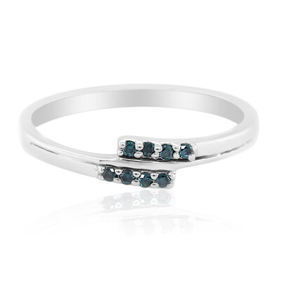 Blauer I3 Diamant-Silberring
