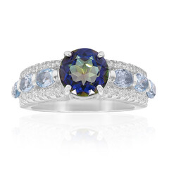 Blauer Mystik-Quarz-Silberring