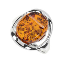 Baltischer Cognac-Bernstein-Silberring