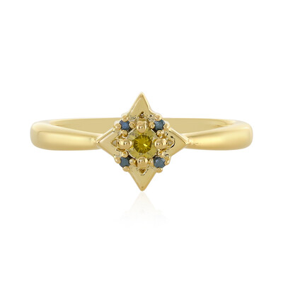 Gelber I3 Diamant-Silberring
