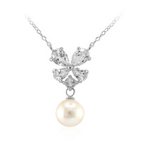 Weiße Süßwasserzuchtperlen-Silbercollier