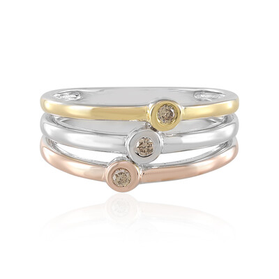 I3 Champagner-Brillant-Silberring
